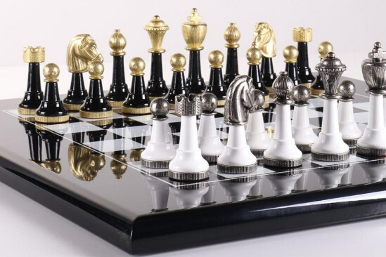 wood and metal chess set